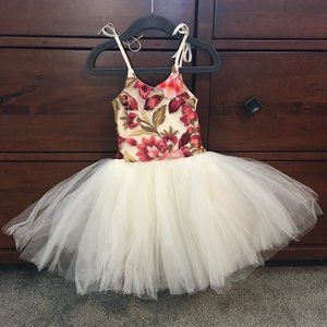 Wraredoll custom made red tone floral with cream sleeveless dress, tutu skirt